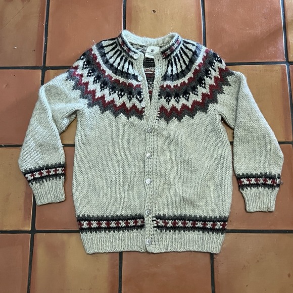 The Hand Knitting Association Of Ireland Sweaters - Vintage 1980s Icelandic Lopi Wool Cardigan Hand Knit Nordic Sweater L Womens